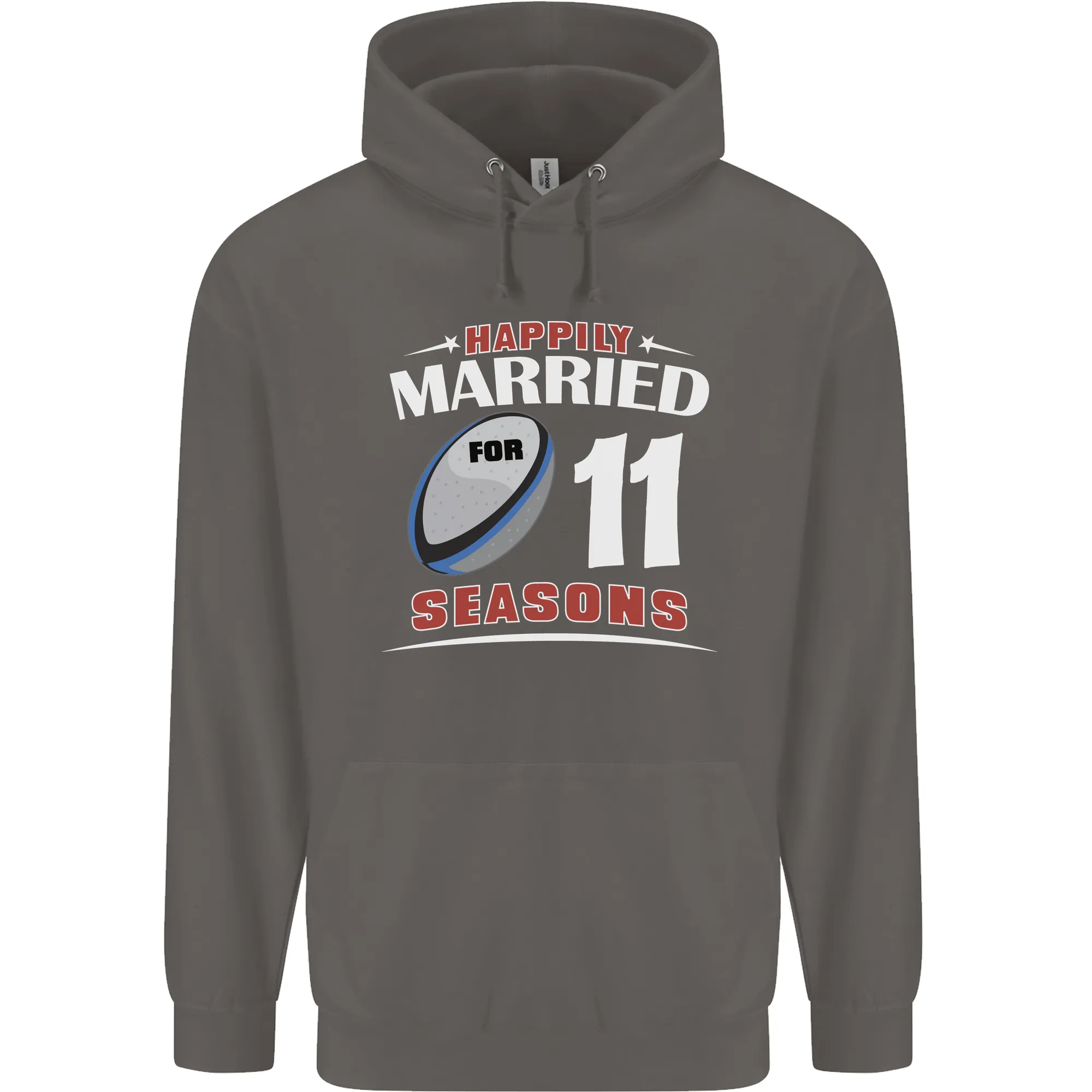 11 Year Wedding Anniversary 11th Rugby Mens 80% Cotton Hoodie