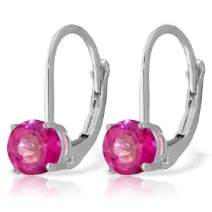 1.3 Carat 14K Solid White Gold Entranced Pink Topaz Earrings