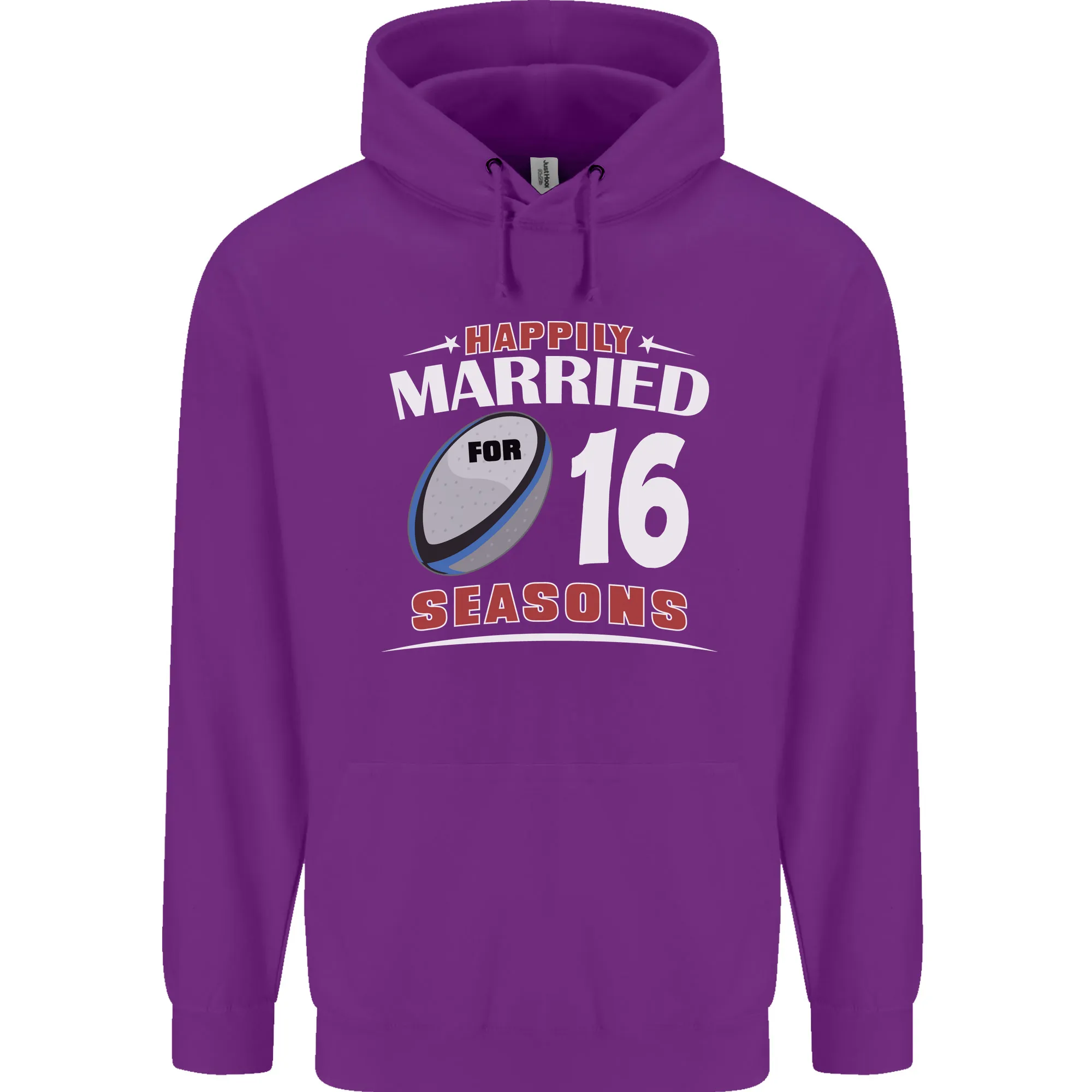 16 Year Wedding Anniversary 16th Rugby Mens 80% Cotton Hoodie