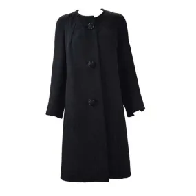 1960s Golet Black Matelasse Coat