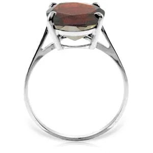 6 Carat 14K Solid White Gold Ring Natural Oval Garnet