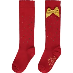 A DEE - A Dee Queen Ce-Ce Diamanté Knee High Socks  - Red