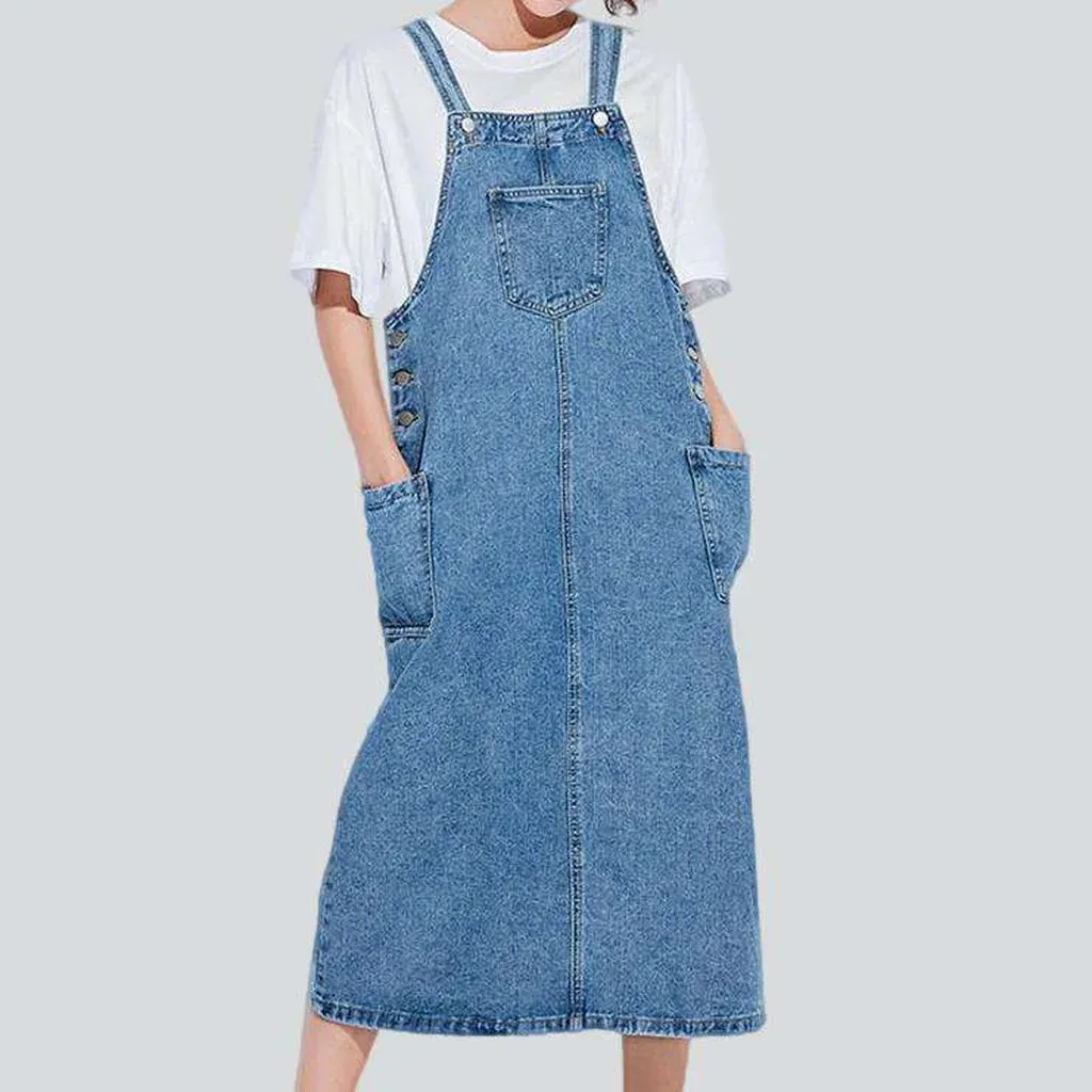 A-line 90s light denim dress