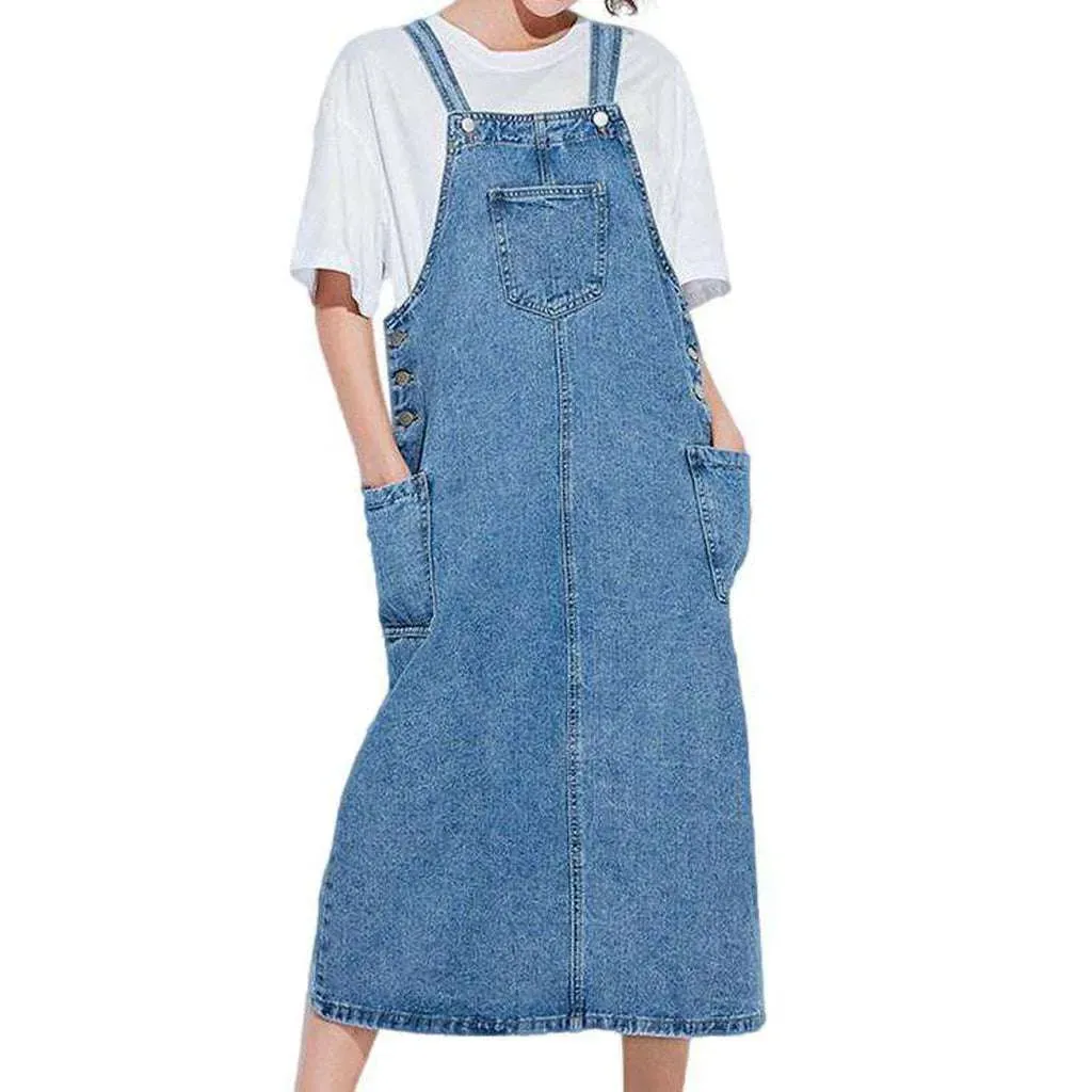 A-line 90s light denim dress