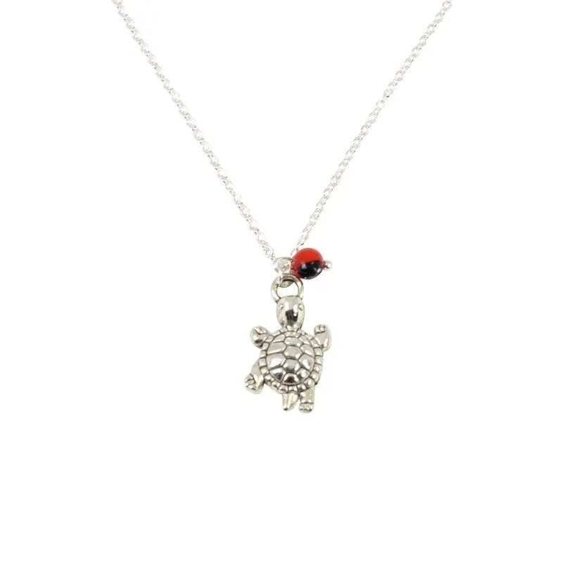 Adjustable Silver Tone Good Luck Charm Necklace w/ Huayruro Red & Black Seed Beads 16" - 18"