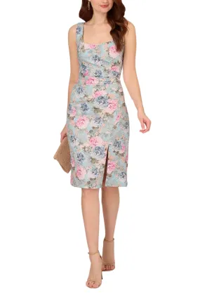 Adrianna Papell Floral Matelasse Square Neck Sheath Dress - Wholesale