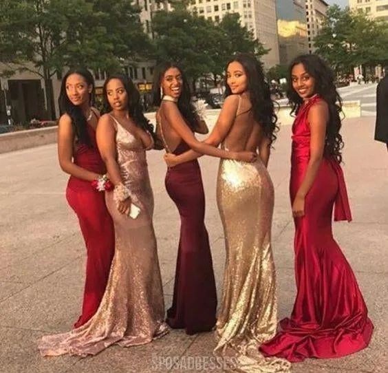 Affordable Mismatched Mermaid Long Bridesmaid Dresses, BD107