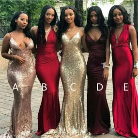 Affordable Mismatched Mermaid Long Bridesmaid Dresses, BD107