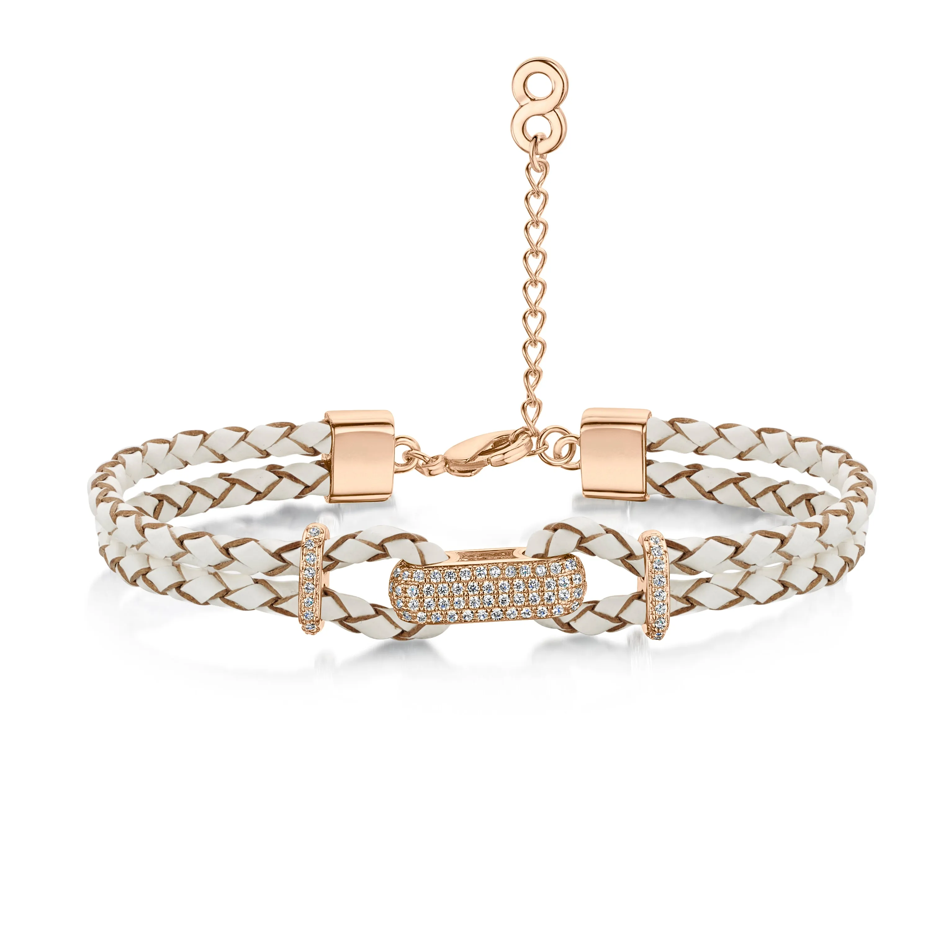 Alana Leather Bracelet Rose Gold/Cream