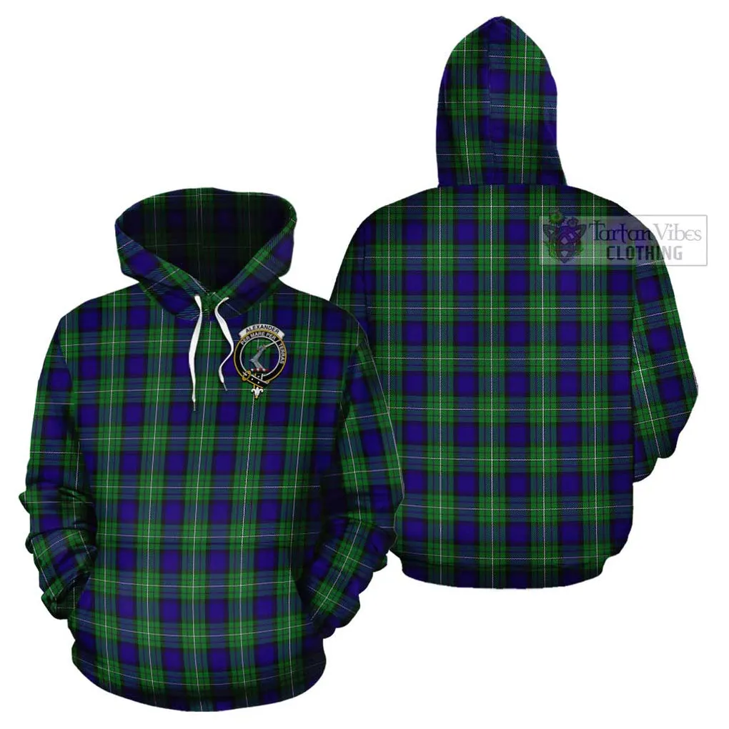 Alexander Tartan Cotton Hoodie with Family Crest