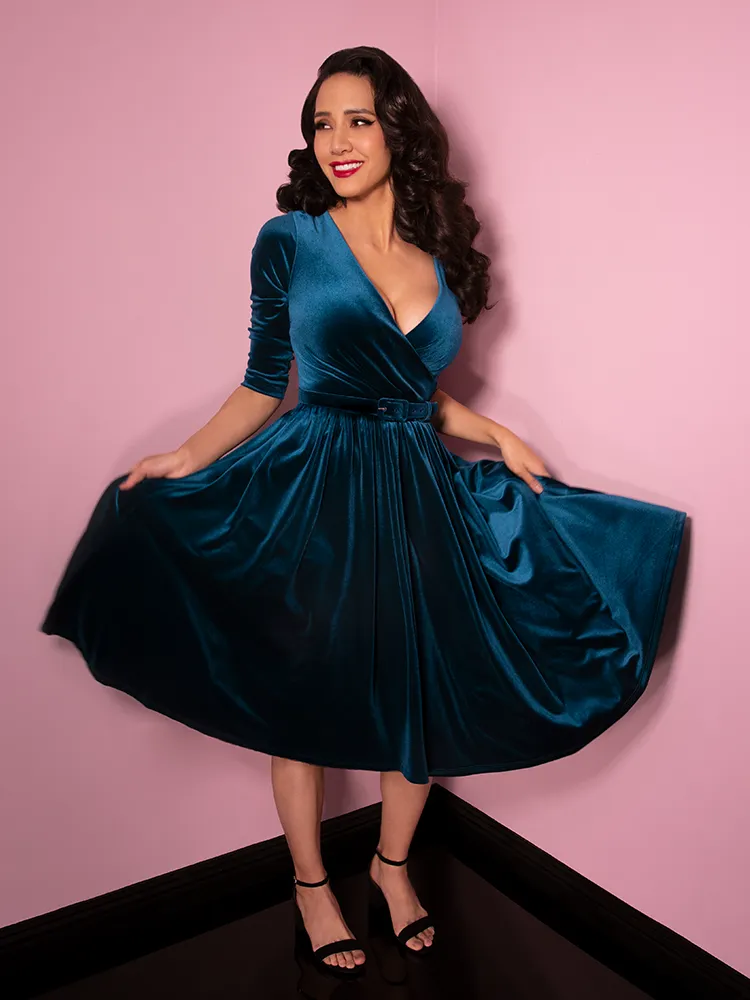 Allure Dress in Teal Velvet