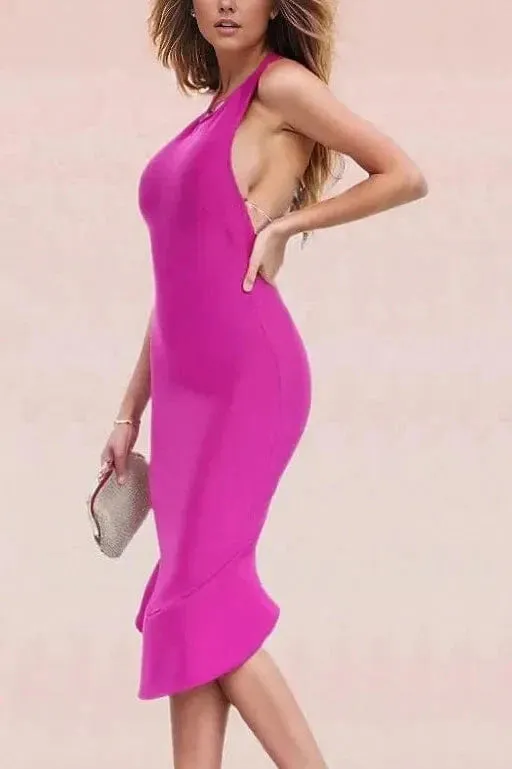 Ama Bodycon Backless Dress - Neon Purple