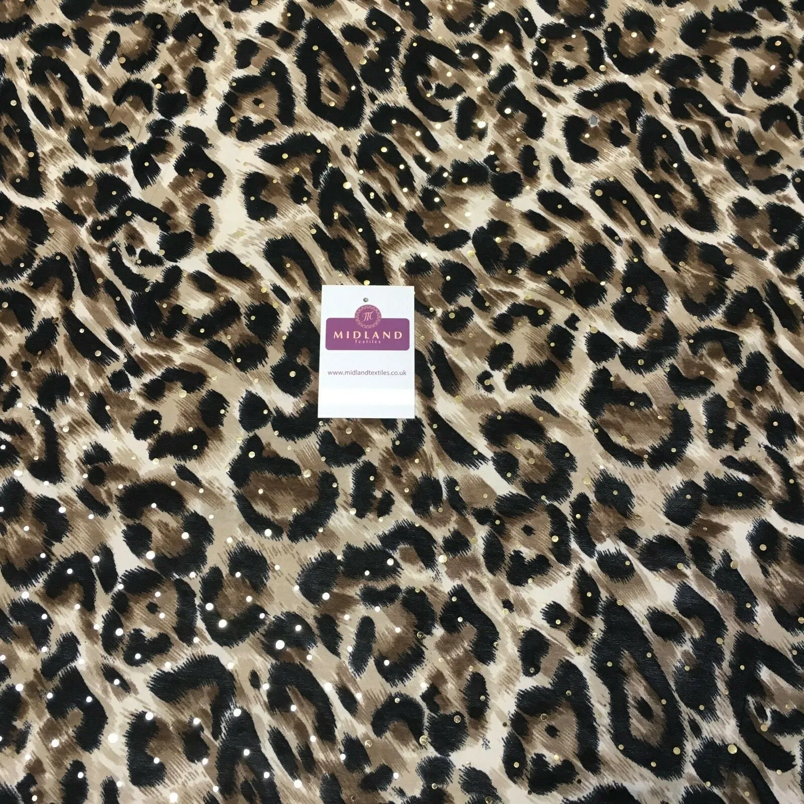 Animal Print Gold Sequins Stretch Jersey Dress fabric 58" Wide MV1031 Mtex