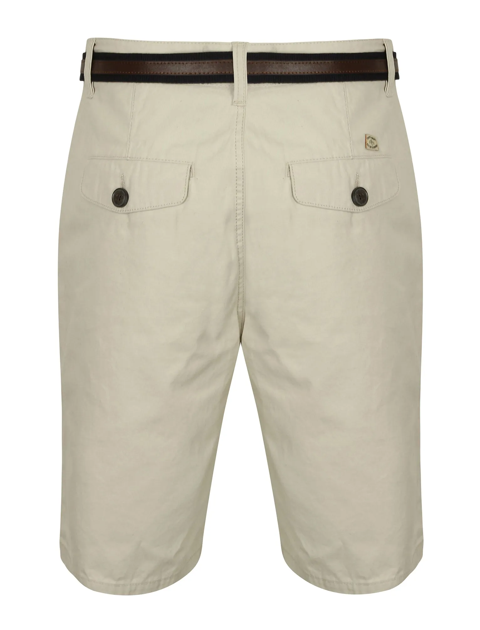 Aragon Cotton Chino Shorts with Belt in Ivory Grey - Tokyo Laundry