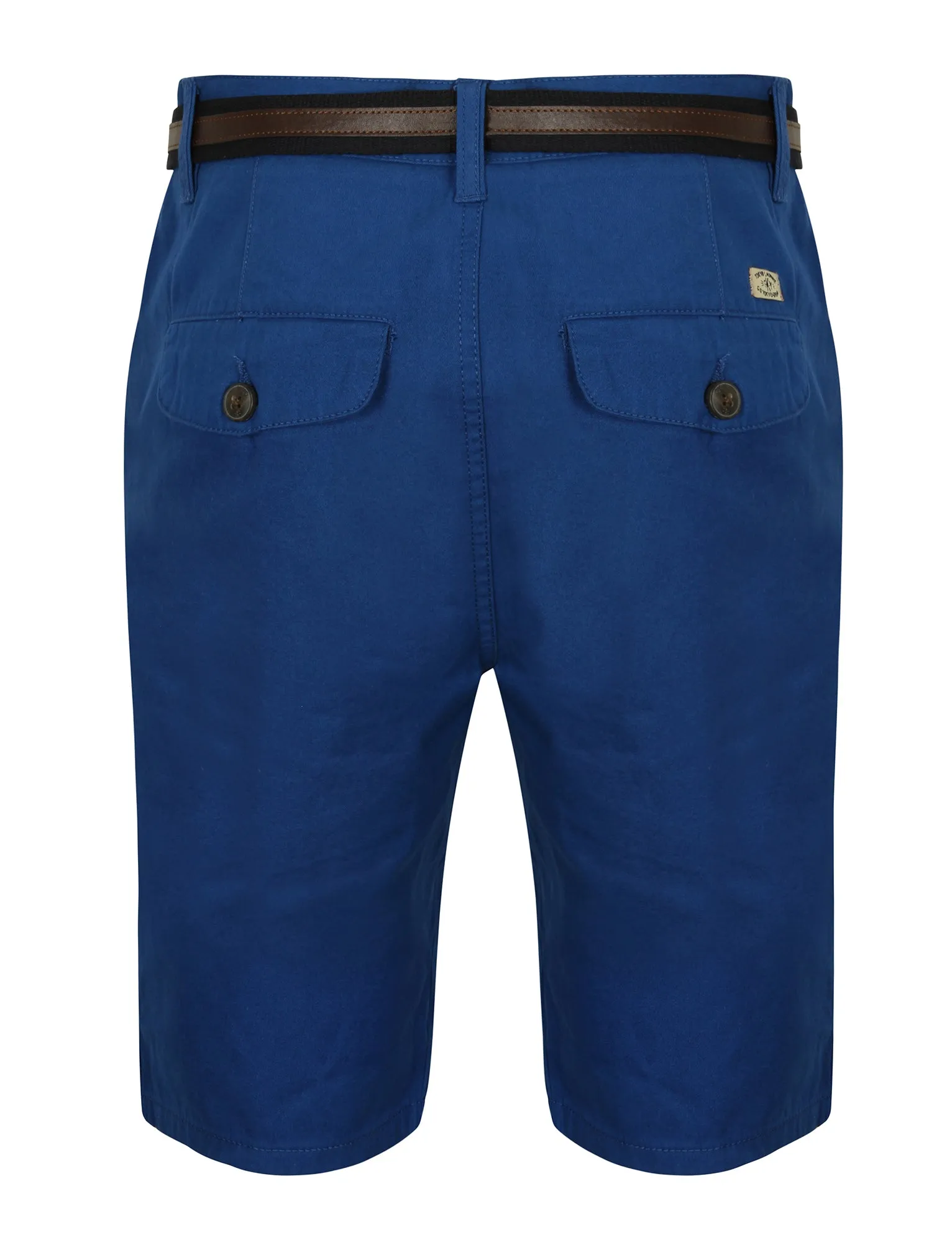 Aragon Cotton Chino Shorts with Belt in Monaco Blue - Tokyo Laundry