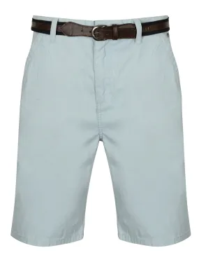 Aragon Cotton Chino Shorts with Belt in Starlight Blue - Tokyo Laundry