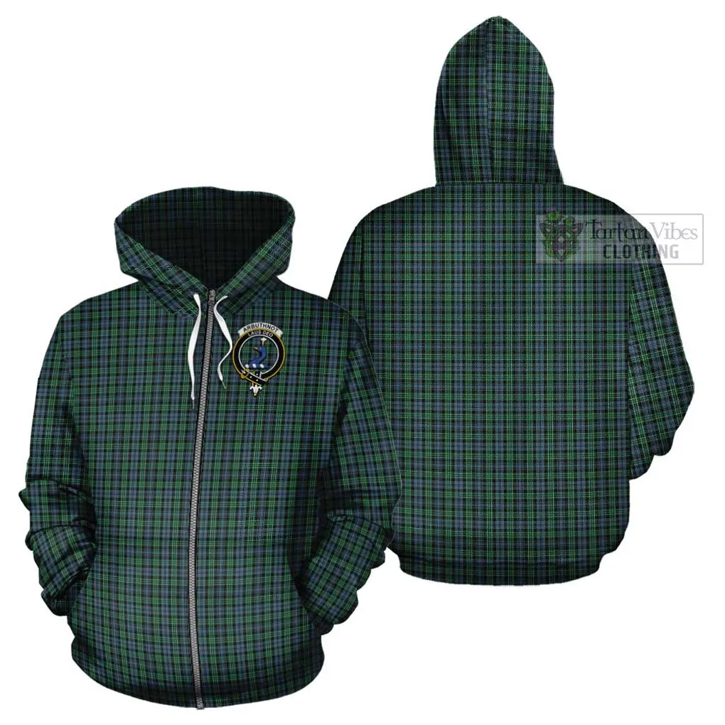 Arbuthnot Tartan Cotton Hoodie with Family Crest