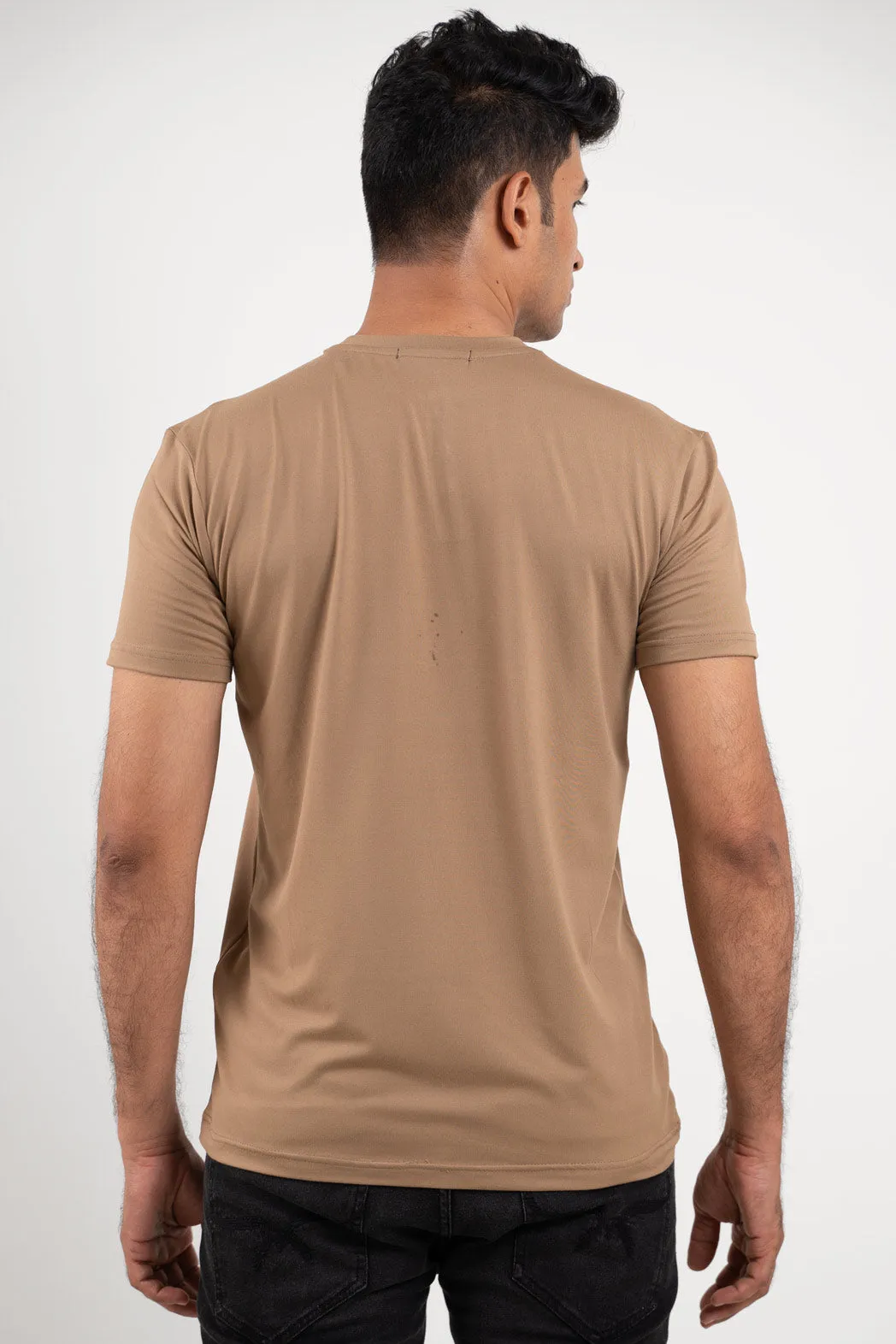 Archer Beige Henley Tshirt  For Men