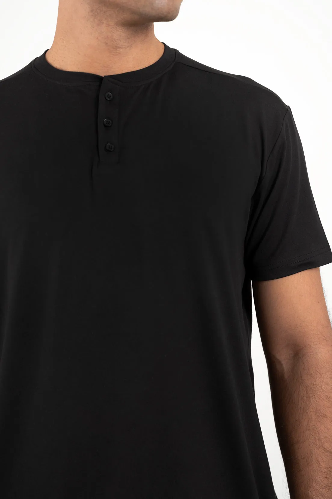 Archer Black Henley Tshirt  For Men