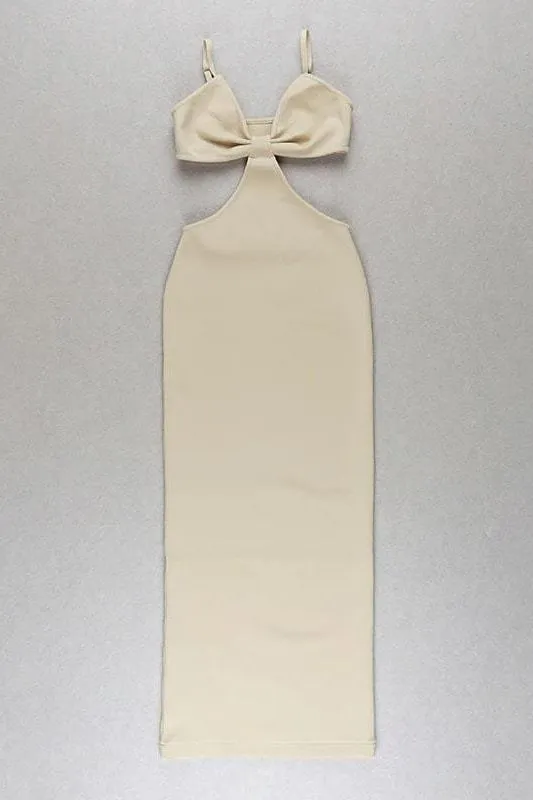 Aria Bodycon Day Maxi Dress - Cream