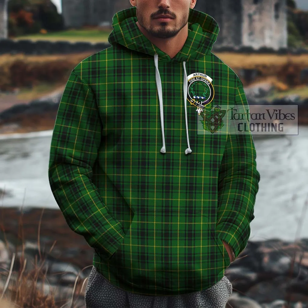 Arthur Tartan Cotton Hoodie with Family Crest