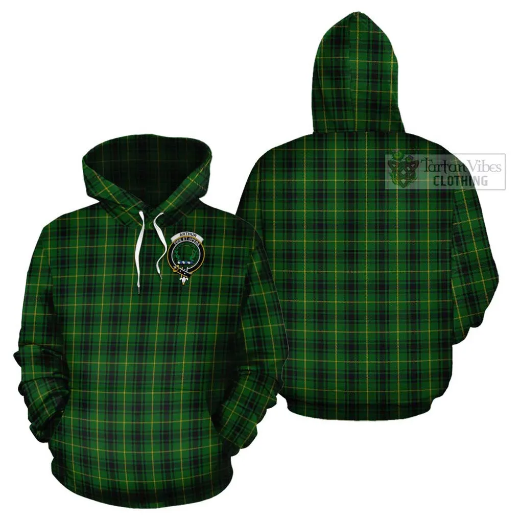 Arthur Tartan Cotton Hoodie with Family Crest