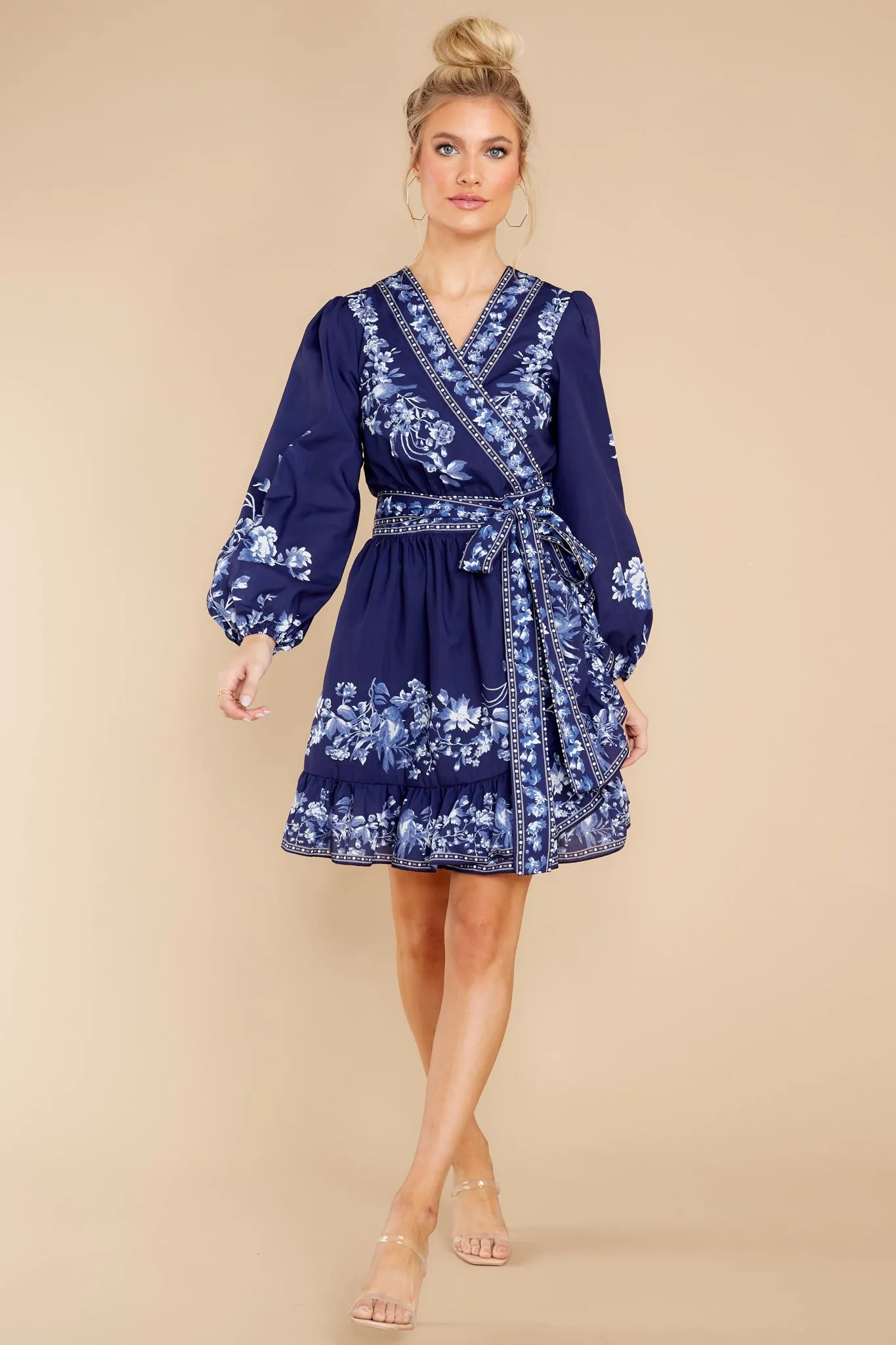 Awaiting The Future Navy Floral Print Dress