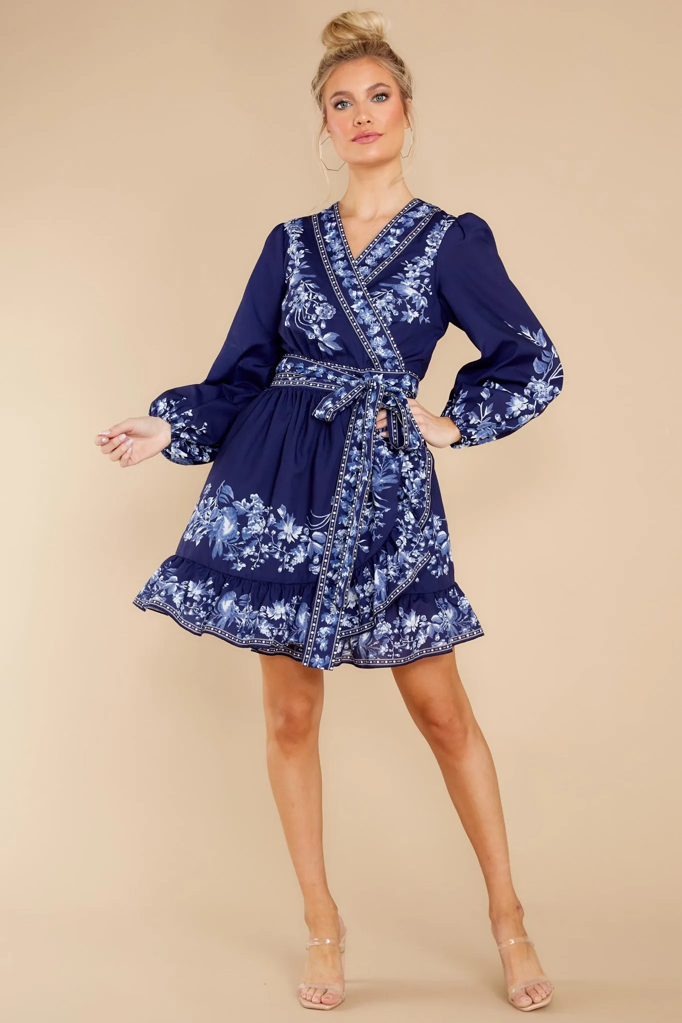 Awaiting The Future Navy Floral Print Dress