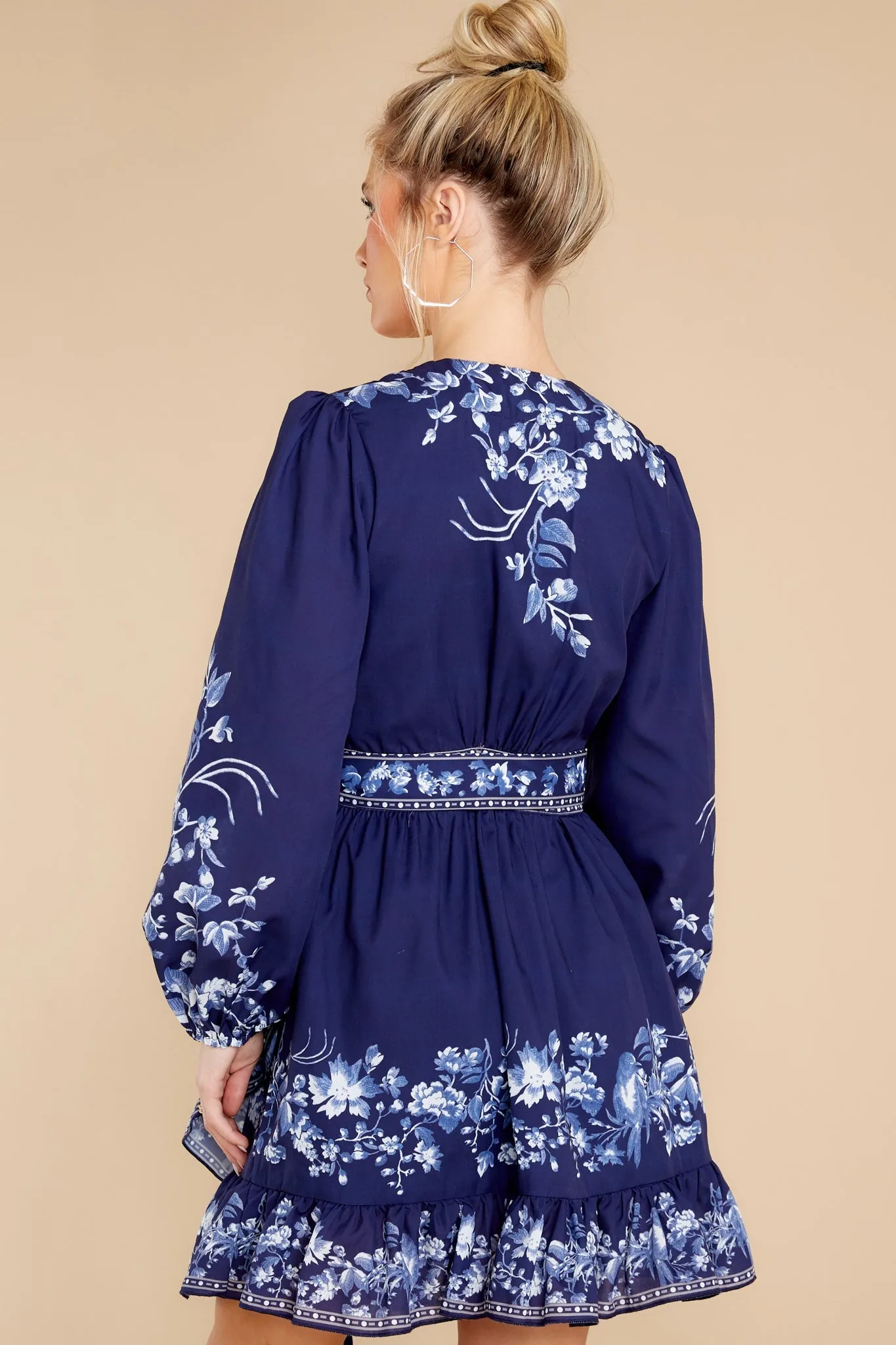 Awaiting The Future Navy Floral Print Dress