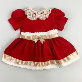 Baby Girls Red  Dress with Gold bow