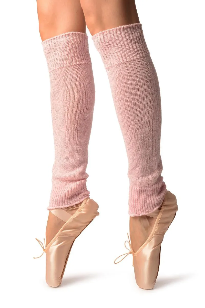 Baby Pink With Silver Lurex Dance/Ballet Leg Warmers