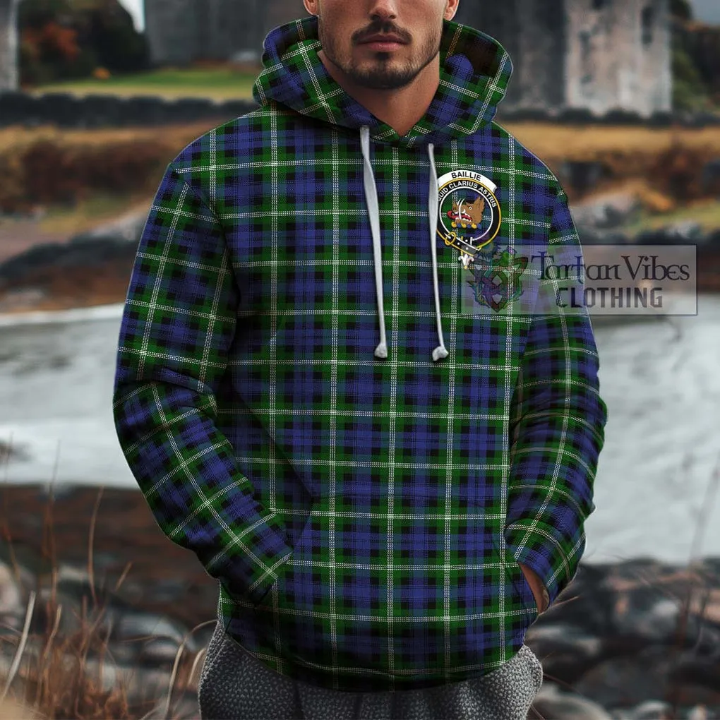 Baillie of Polkemmet Tartan Cotton Hoodie with Family Crest