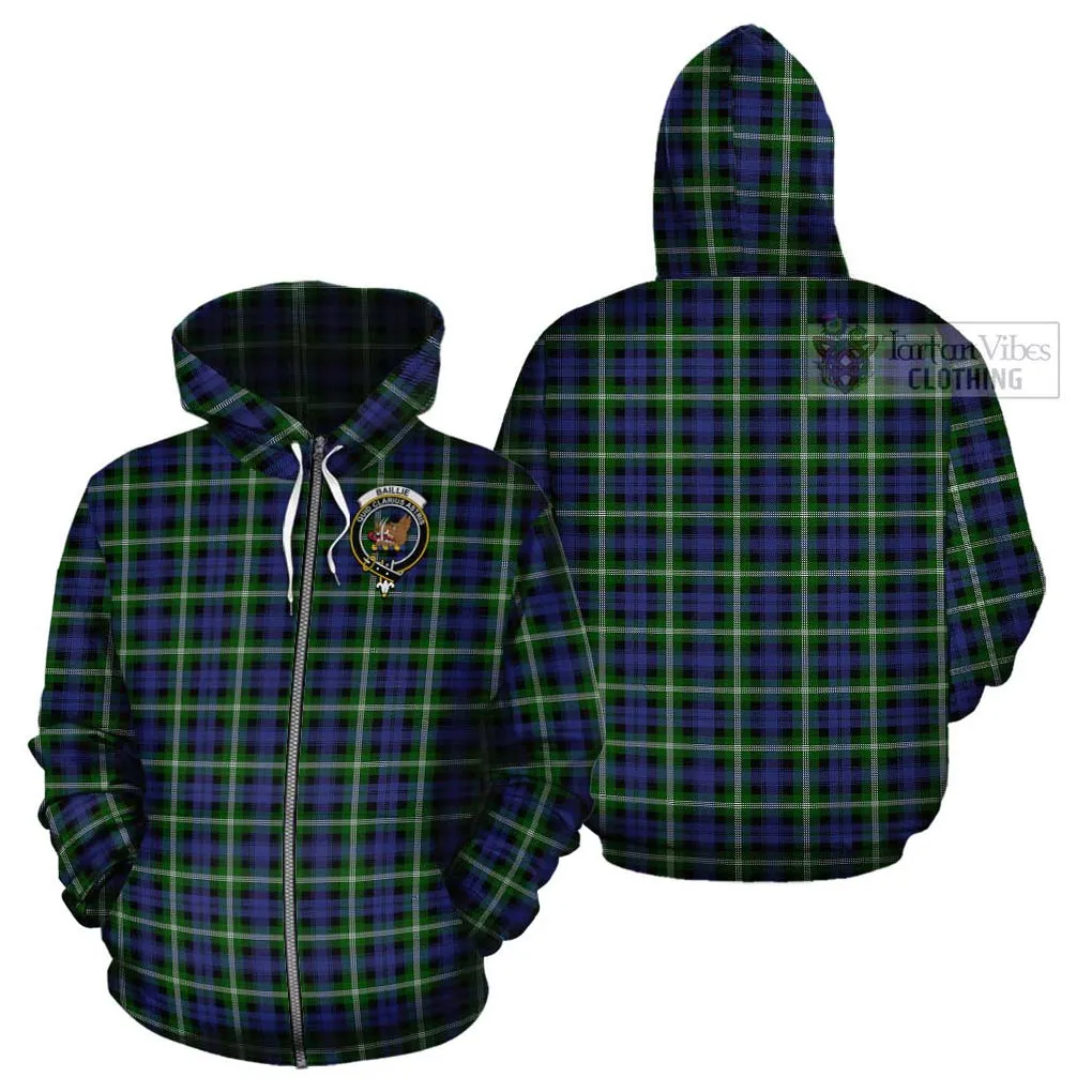 Baillie of Polkemmet Tartan Cotton Hoodie with Family Crest