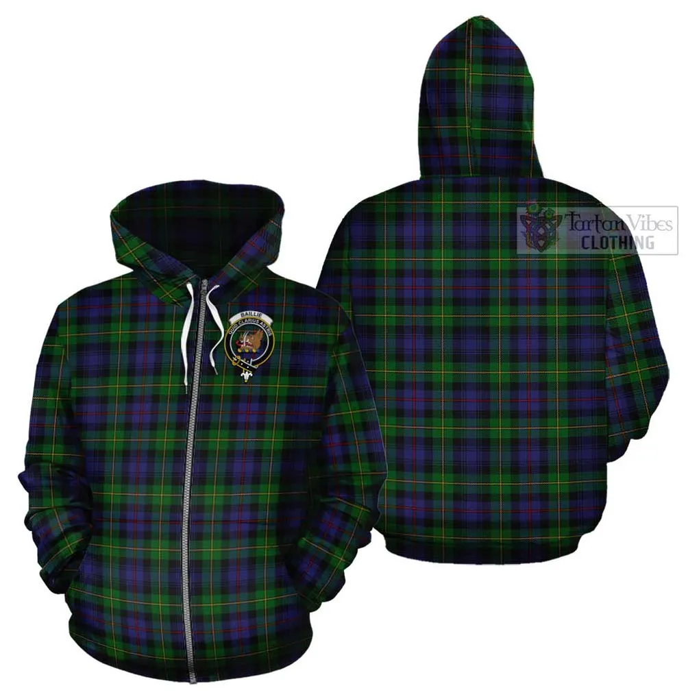 Baillie Tartan Cotton Hoodie with Family Crest