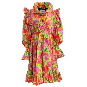 Balenciaga Yellow / Pink Floral Ruffle Coat