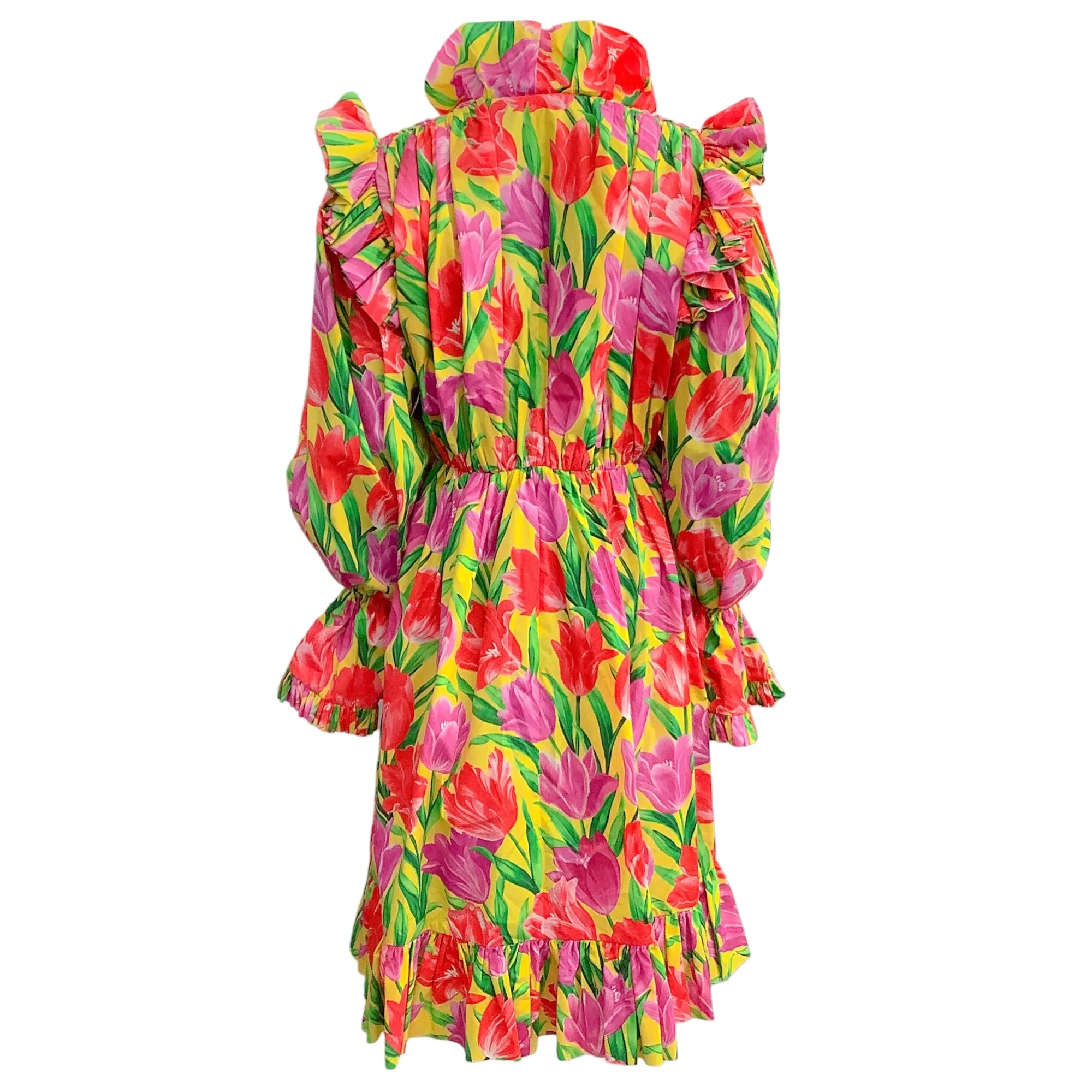 Balenciaga Yellow / Pink Floral Ruffle Coat