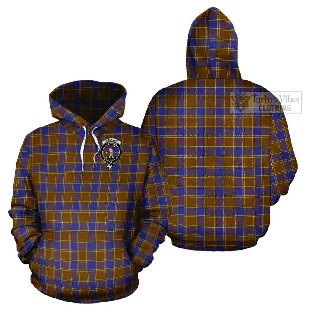 Balfour Tartan Cotton Hoodie with Family Crest