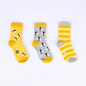 Bees Knees Kids' (Age 7-10) Crew Socks 3-Pack