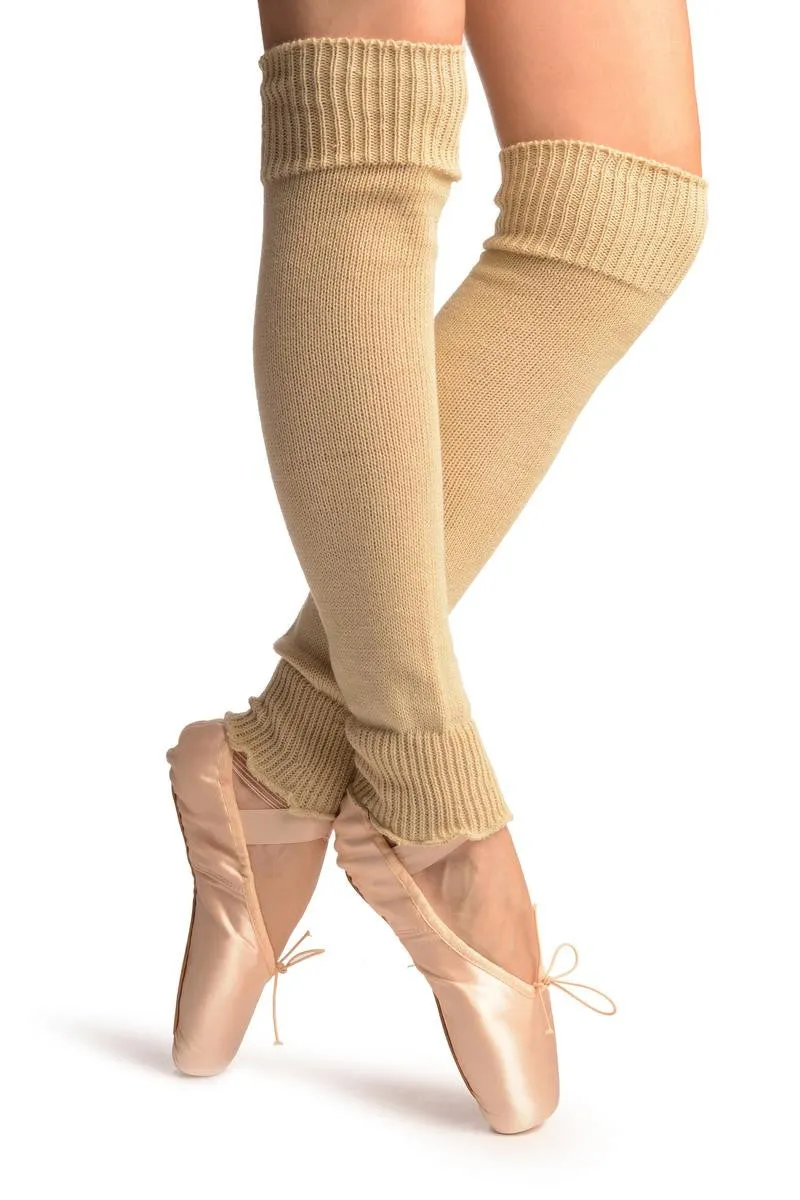 Beige Plain Dance/Ballet Leg Warmers