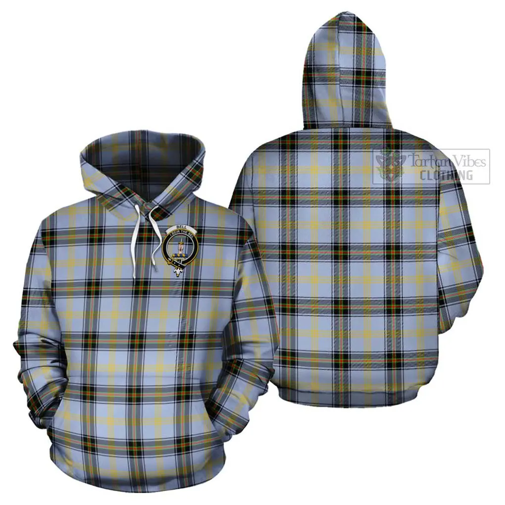 Bell Tartan Cotton Hoodie with Family Crest