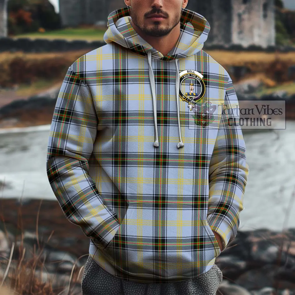 Bell Tartan Cotton Hoodie with Family Crest