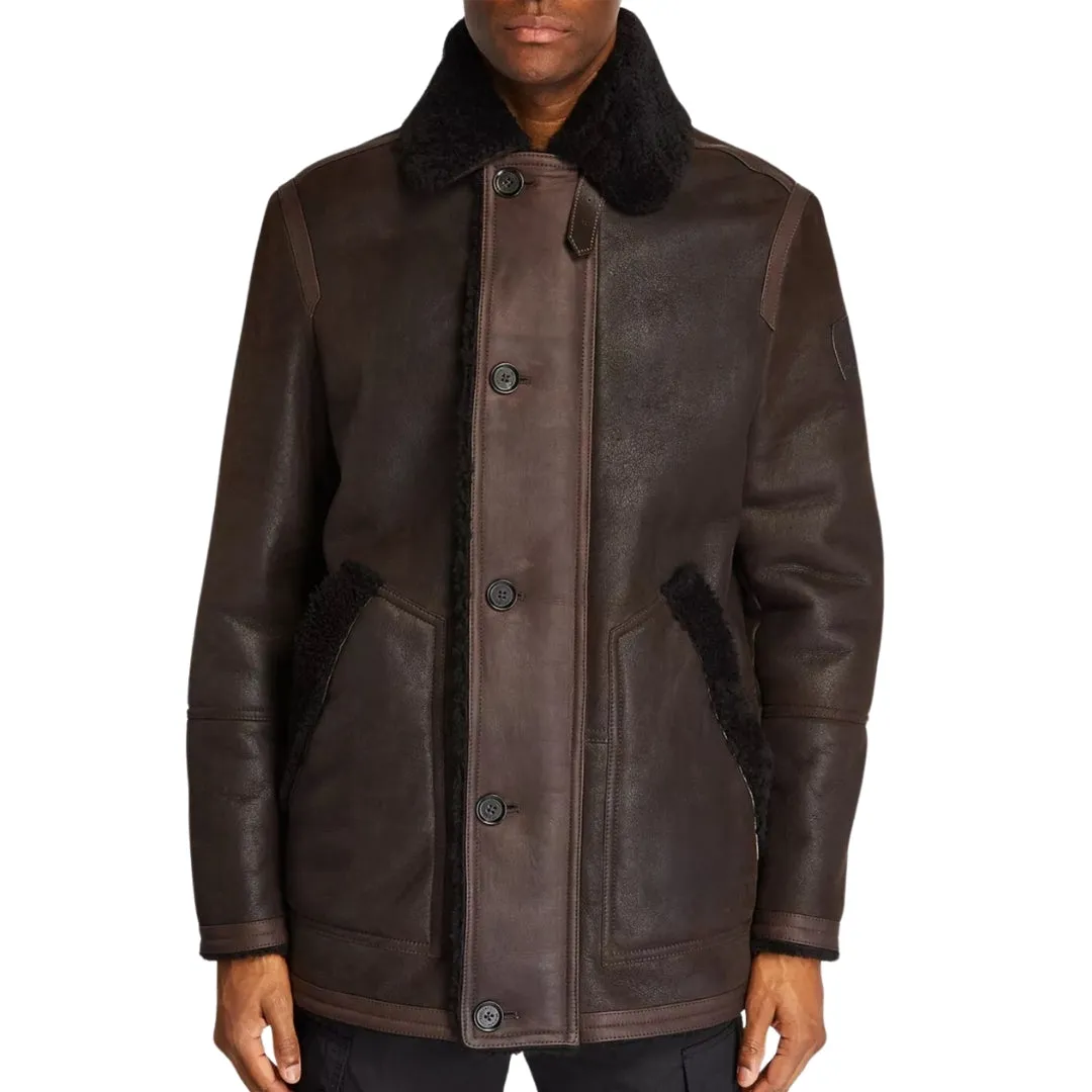 Belstaff Ramsey Lamb Leather Ebony Brown Sherling Leather Jacket