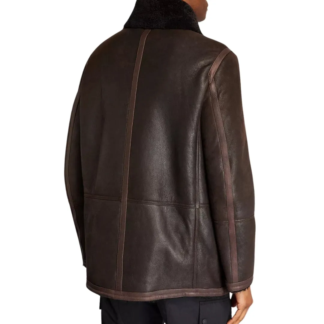 Belstaff Ramsey Lamb Leather Ebony Brown Sherling Leather Jacket