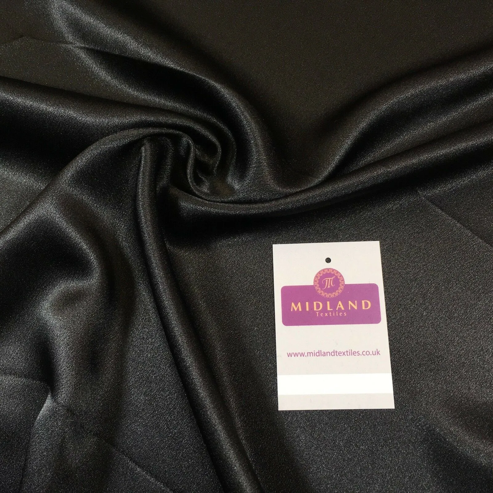 Black Plain Silky Smooth Crepe Back Satin Dress Fabric  58" Wide Mtex MJ830