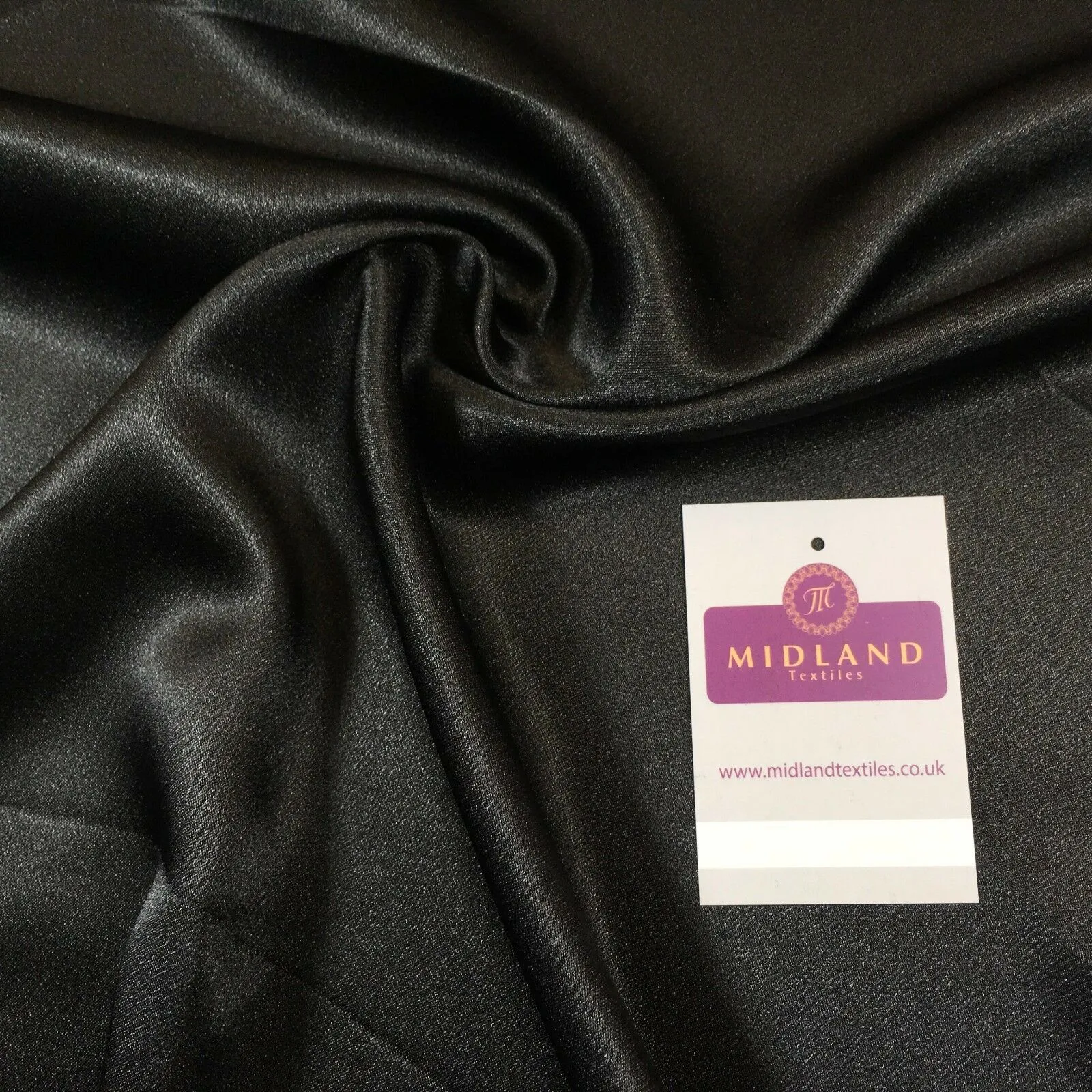 Black Plain Silky Smooth Crepe Back Satin Dress Fabric  58" Wide Mtex MJ830