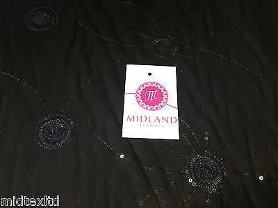 Black Viscose shiny sequin and thread design dress fabric M80-3 Mtex