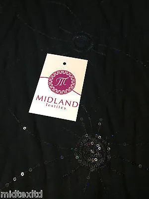 Black Viscose shiny sequin and thread design dress fabric M80-3 Mtex