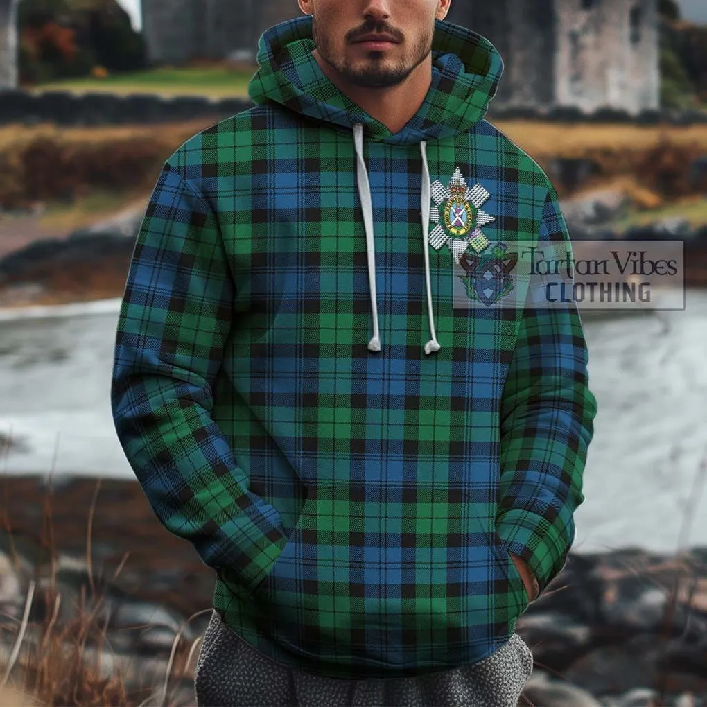 Black Watch Ancient Tartan Cotton Hoodie with Family Crest