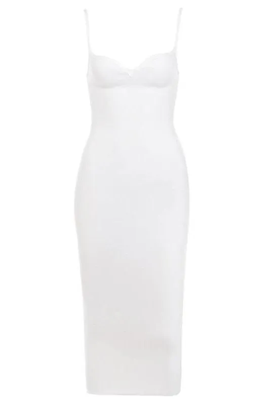 Blanche Bandage Midi Dress - Pearl White