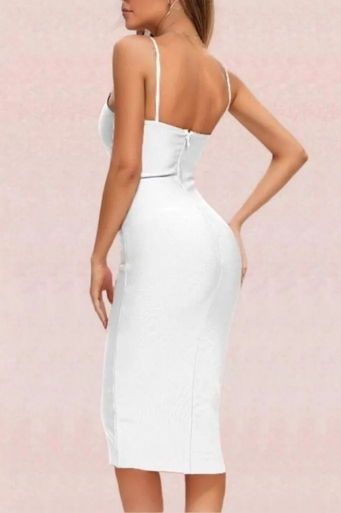 Blanche Bandage Midi Dress - Pearl White